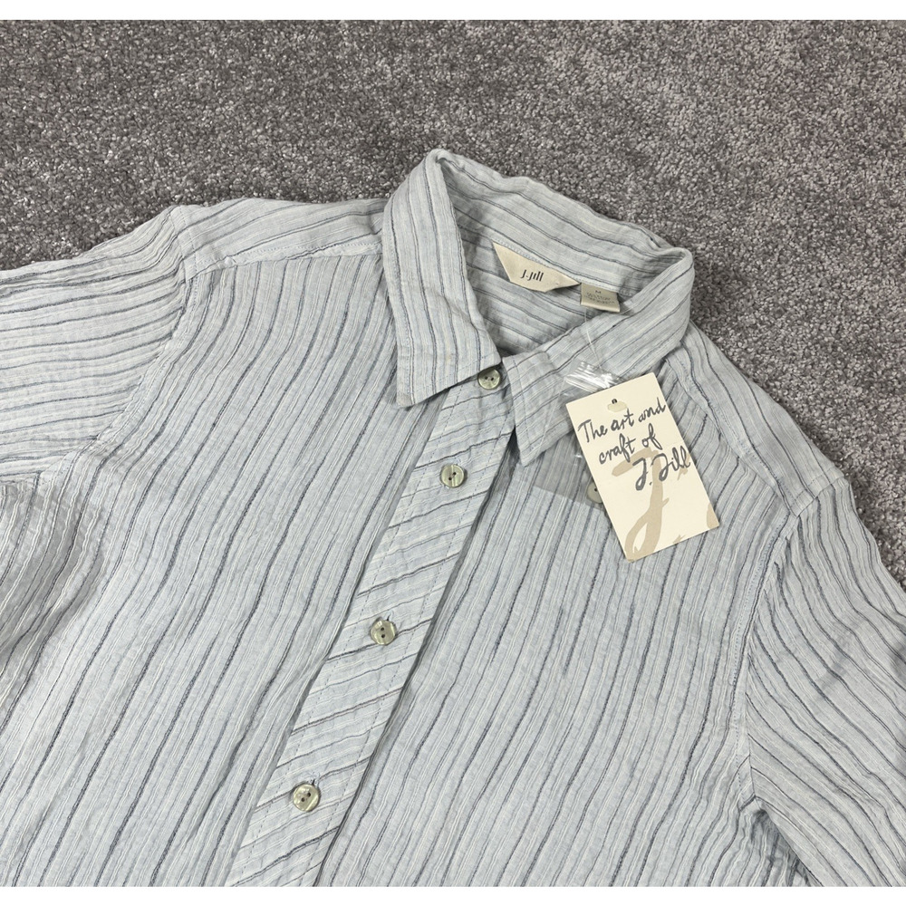 J Jill Button Up‎ Blouse Womens Medium Linen Rayon Boho Bohemian Relaxed